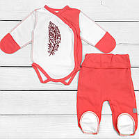 Набір Dexters для немовлят боді з повзунками перо 56 см червоний білий (131357724043) PI, код: 8329233