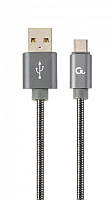 Кабель Cablexpert USB 2.0 A - USB Type-C премиум 2м Серый (CC-USB2S-AMCM-2M-BG) BM, код: 1901696