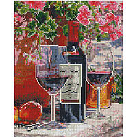 Алмазная мозаика квадратными стразами Красное вино в бокалах Диамантовая вышивка на холсте 30х40 Strateg KB061