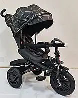 Велосипед трехколесный детский с родительской ручкой Best Trike Perfetto 8066/ 410-02 надувные колеса, черный)