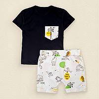 Летний комплект футболка шорты Dexters zoo 74 см черный белый (131699968991) EJ, код: 8330127