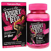 Витаминно-минеральный комплекс Nature's Plus Power Teen for her 60 Chewable Tabs Wild berry f PZ, код: 7518097