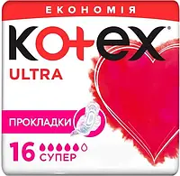 Гигиенические прокладки Кotex Ultra Dry Super 16 шт, 5 капель