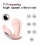Вібратор кліторальний стимулятор, подвійний вагінальний пульсатор вуманайзер із пультом керування, фото 4