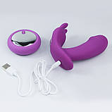Вібратор кліторальний стимулятор, подвійний вагінальний пульсатор вуманайзер із пультом керування, фото 2