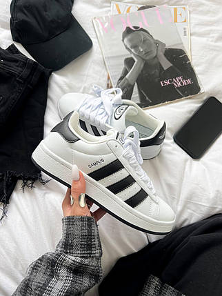 Жіночі кросівки Adidas Campus 00s Core White Кеди Адідас Кампус білі демісезон Шкіра, фото 1