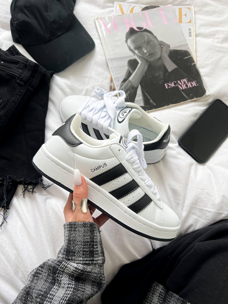 Жіночі кросівки Adidas Campus 00s Core White Кеди Адідас Кампус білі демісезон Шкіра