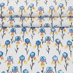 Ранфорс шириною 240 см "Жовто-блакитні іриси", №5061