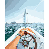 Картина по номерам Strateg Премиум На катере по морю в Дубаи размером 40х50 см (DY240) IN, код: 8118947
