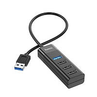 USB HUB разветвитель HOCO USB Easy mix HB25 USB3.0 3USB2.0 Black GG, код: 8080563