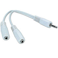 Аудио-кабель Cablexpert (CCA-415W) 3.5 mm-2х3.5 mm 0.1 м, стерео, White NX, код: 6703701