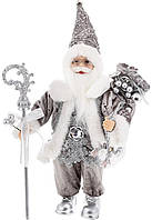 Декоративный Santa в цвете серебро с посохом и подарками BonaDi 30см DP219423 DH, код: 8260441