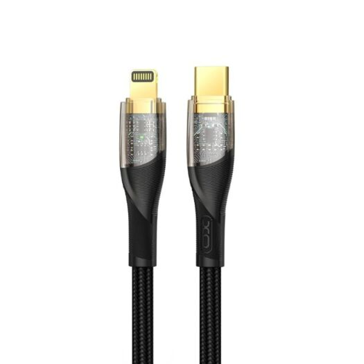Кабель XO NB-Q223A Transparent Gold Plated Series Type-c to Lightning 27W 1m Black