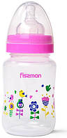 Пляшка для годування дитяча Baby Квіткова поляна 240 мл із широкою шийкою Fissman DP43 UP, код: 7426783