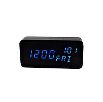 Настільний електронний годинник від мережі та батарейки дата температура вологість VST-862S чорний з SC, код: 8326150
