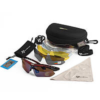 Захисні тактичні сонцезахисні окуляри з поляризацією RockBros 5 комплектів лінз Червоні ET, код: 8447033