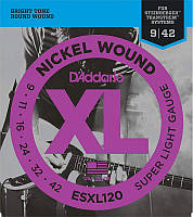 Струны для электрогитары D'Addario ESXL120 Nickel Wound Double Ball End Steinberger Super Lig XN, код: 6555967