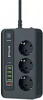 Сетевой фильтр Proove Power Socket PD-03 (3 розетки + 5 USB + 1 Type-C 20W) 2М (black) z116-2024