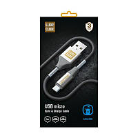 Кабель Luxe Cube Armored USB-microUSB, 1м, серый (8886668686105) NB, код: 6713444