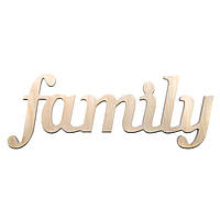 Слово из фанеры "family", 35 см х 12,5 см, фанера 10 мм