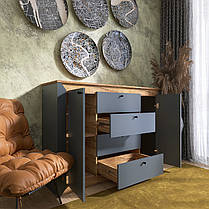 Комод в спальню Еверест Нордік-1400 140х38х95 см Графіт + Дуб крафт золотий (DTM-5532), фото 5