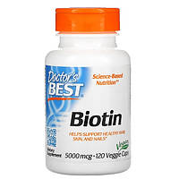 Биотин Doctor's Best Biotin 5000 mcg 120 Veg Caps XN, код: 7847831