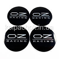 Наклейки для колпачков на диски OZ черные/хром лого (60мм)