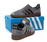 Чоловічі кросівки кеди Adidas handball spezial осінь-весна замшеві сірі. Фото в живу, фото 3
