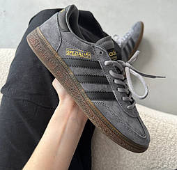 Чоловічі кросівки кеди Adidas handball spezial осінь-весна замшеві сірі. Фото в живу