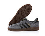 Чоловічі кросівки кеди Adidas handball spezial осінь-весна замшеві сірі. Фото в живу, фото 4