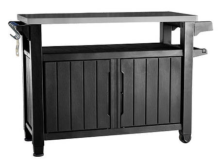 Стіл-буфет садовий для барбекю Keter UNITY XL, антрацит, 207 л, фото 1