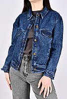 Стильный джинсовый пиджак женский Классическая женская джинсовая куртка красивого синего цвета