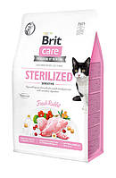 Сухой корм для стерилизованных котов с чувствительным пищеварением Brit Care Cat GF Sterilize XN, код: 7567889