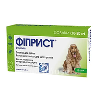 Краплі на холку Fiprist Фіприст спот-он для собак від 10 до 20 кг від бліх, кліщів, вошей