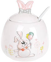 Сахарница ceramic Веселый кролик с шариками с керамической ложкой Bona DP41414 ET, код: 7426642