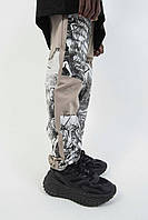 Весняно-осінні чоловічі спортивні штани "Штурм вежі" бежеві - S, M, L, XL