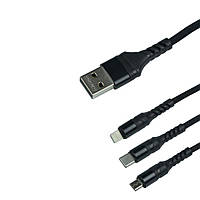 Кабель Remax RC-186 3-in-1 USB Type C Lightning Micro-USB. 3.1A 1.2 m Black BM, код: 7786846