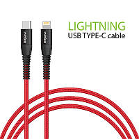 Кабель Intaleo CBRNYTL1 USB Type-C-Lightning 1.2м Red (1283126504129) BM, код: 6709547