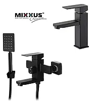 Набір змішувачів для ванної Mixxus KUB 009 чорний + Умивальник Mixxus KUB 001 чорний