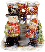 Декоративний свічник Хлопчик і Сніговик 16.8х14.2х16.5 см Bona DP69425 MP, код: 6675097