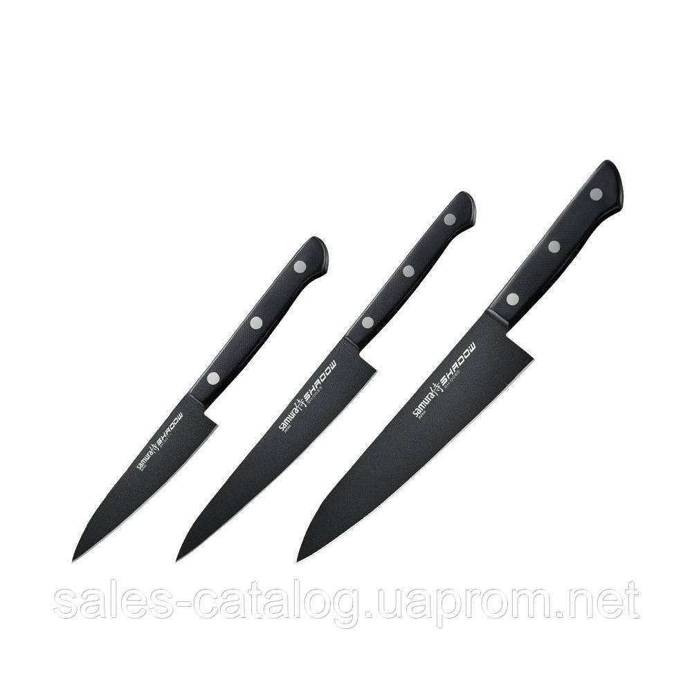 Набір із 3 кухонних ножів Samura Shadow (SH-0220) SC, код: 7725936