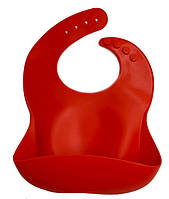 Детский слюнявчик силиконовый с четырьмя застежками и карманом 2Life 30х23 см Красный (n-9692 NB, код: 7574321