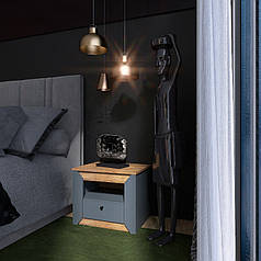 Тумба приліжкова Еверест Нордік-500 Графіт + Дуб крафт золотий (DTM-5544)