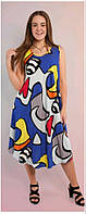 Женское лёгкое штапельное платье-сарафан с коротким рукавом размером 2XL-4XL(52-56) Без рукава