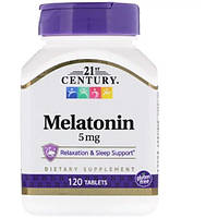 Мелатонин для сна 21st Century Melatonin 5 mg 120 Tabs CEN-27087 LW, код: 7517391