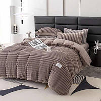 Комплект постельного белья двусторонний велюр SADA Lux евро темно-бежевый (711798) PR, код: 8331972