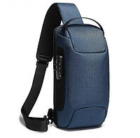 Нагрудная сумка мужская водонепроницаемая Bange с USB, синий цвет ( код: IBM028Z )