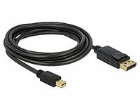 Кабель монітора-сигнальний Delock DisplayPort-mini M M 3.0m v1.2 4K60Hz 19p D5.5mm Gold Cu ч QT, код: 7453478