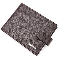 Вместительное мужское портмоне с хлястиком из натуральной кожи KARYA 21081 Коричневый GT, код: 7708670