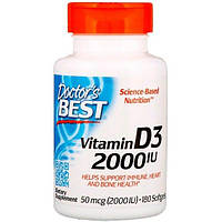 Витамин D Doctor's Best Vitamin D3 2000 IU 180 Softgels DRB-00210 XN, код: 7517680